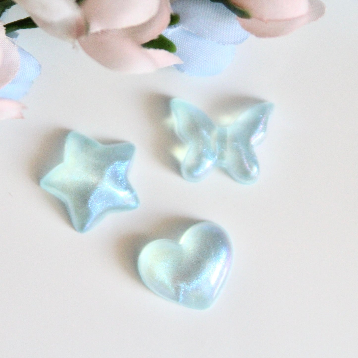 SHIMMERY Heart Butterfly Star Shoe Charms | pink blue white